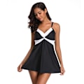 Miniatyrbillede 4 af 5: Dame Badedragt Tankini Boy Shorts Sæt Badetøj Sort Black 4XL