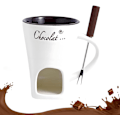 Miniatyrbild 1 av 4: Choklad Smältkopp, Keramisk Choklad Hotpot Kopp, Multifunktionell Smörvärmare Chafing Dishes med Gaffel Off white