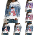 Miniatyrbilde 2 av 3: Juletopper for kvinner Snømann Gensere Langermet Bluse E XL