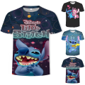 Miniatyrbild 3 av 5: Lilo & Stitch Barn T-shirt Sommar Casual Kortärmad Tryckt Tee Toppar Fans Pojkar Flickor Jul Födelsedagspresent C 140cm