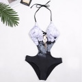 Miniatyrbild 2 av 3: Kvinnlig Sexig Utskuren Monokini Blommig En-Delad Baddräkt Multi-color L