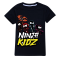 Miniatyrbild 1 av 5: Ninja Kidz Barn T-shirt Sommar Casual Kortärmad Tryckt Tee Toppar Fans Pojkar Flickor Jul Födelsedagspresent Black 140cm