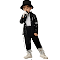 Miniatyrbild 1 av 6: Pojkars 80-tals kostymer Michael Cosplay hiphop scenkostymer med matchande hattar och handskar M