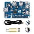 Waveshare USB 3.2 Gen1 HUB HAT för Raspberry Pi 4B 3B+ 3B 2B Zero W WH, 4-kanals USB 3.0 expansionsport, drivrutinsfri Plug&Play
