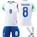 Miniatyrbilde 1 av 2: 2425 UEFA Europa League Italia nr. 3 DIMARCO nr. 8 JORGINHO nr. 14 CHIESA nr. 18 BARELLA drakt og bukse sett No. 8 JORGINHO/White S