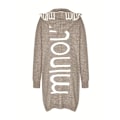 Miniatyrbillede 5 af 5: Strikkede Cardigan med Vandfaldskrave og Bogstavprint, Afslappet Langærmet Trøje med Hætte og Lommer, Kvinder Khaki XS