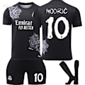 Miniatyrbilde 1 av 2: 2425 Real Madrid Y3 co-branded fotballdrakt nr. 7, Ronaldo 5, Bellingham 10, Mbappe og andre voksne og barns fotballdraktsett No.10 MODRIC 16