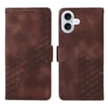 Kompatibel med iPhone 17 Läderplånboksfodral, rombmönstrad design, stativ med rem – Perfekt Brun Brown