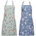 2-pack justerbara blommiga köksförkläden för kvinnor matlagning bakning trädgårdsarbete med stora framfickor mjuka tvättbara kockförkläden