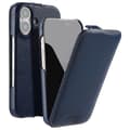 MELKCO iPhone 16 Magnetisk Etui - Vertikal Flip Ægte Koskindslæder+PC Stødsikkert Cover, Blå Multicolor Blue