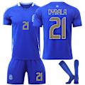Miniatyrbillede 1 af 2: 2024 Copa America Argentina udebane nr. 21 Dybala trøje børnetøj No. 21 Dybala 26