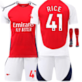 Pikkukuva 1 / 2: 2425 Arsenal Kotipeli No. 7 Saka, No. 8 Odegaard, No. 11 Martinelli ja muita aikuisten ja lasten pelipaita-settejä No.41 RICE 24