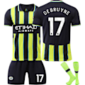Miniatyrbillede 1 af 2: 2425 Manchester City udebanetrøje nr. 9 Haaland, nr. 17 De Bruyne og andre fodboldsæt til voksne og børn No.17 DEBRUYNE 2XL