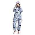 Miniatyrbillede 1 af 2: Dames vinter én-delt pyjamas tegneserie dyreprint hættetrøje jumpsuit varm hjemmebrug style 2 M