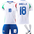 Miniatyrbilde 1 av 2: 2425 UEFA Europa League Italia nr. 3 DIMARCO nr. 8 JORGINHO nr. 14 CHIESA nr. 18 BARELLA drakt og bukse sett No. 18 BARELLA/White 20