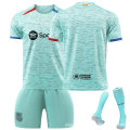 Miniatyrbillede 1 af 2: 23-24 Barcelona Anden Gæst Lysegrøn Trøje Nr. 9 Lewandowski Nr. 7 Dembele Børne/Voksen Fodbold Uniform Sæt no number 18