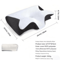 Memory Foam Nackkudde Ortopedisk Stödkudde, Ergonomisk 2-i-1 Konturkudde för Nacksmärta Cervikalt Stöd Svart black