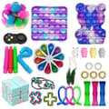 30 stk. Fidget Pop It Leker Sett - Sensoriske Stressreduserende Leker for Barn og Voksne, Regnbue Assorterte Farger