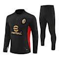 Miniatyrbillede 1 af 2: 2425 nyt AC Milan fodboldtræningstøj langærmet halvt lynlås efterår og vinter voksen og børnesæt Black 18