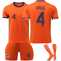 Miniatyrbild 1 av 2: Euro 2024 Nederländerna Hemma Nr. 4 VIRGIL Jersey Byxor Set No. 4 VIRGIL L