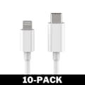 USB C till Lightning-kabel 2m 10-pack, iPhone snabbladdningskabel vit