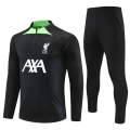 Miniatyrbillede 1 af 2: Liverpool Langærmet Trøje 23-24 Sæson Voksen og Børne Fodbold Uniform Opvarmning Langærmet Halv-Træk Træningsuniform black L