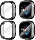 Diruite 4-pack fodral för Fitbit Versa 4/Sense 2 skärmskydd HD stötsäkert mjukt TPU helfodral för Fitbit Versa Svart 4 st
