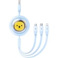 Miniatyrbild 1 av 5: Baseus 3in1 USB-A till USB-C, Lightning, microUSB kabel 1.1m - Blå