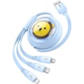 Miniatyrbild 2 av 5: Baseus 3in1 USB-A till USB-C, Lightning, microUSB kabel 1.1m - Blå