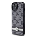 Miniatyrbild 2 av 8: DKNY iPhone 15/14/13 Mobilskal Läder Checkered Mono Pattern Svart