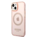 Miniatyrbild 2 av 8: GUESS iPhone 14 Skal MagSafe Gold Outline Translucent - Rosa