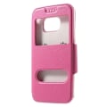 Miniatyrbild 1 av 5: Dual Fönster Fodral till Samsung Galaxy S6 Edge - Magenta
