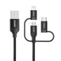 Miniatyrbillede 2 af 2: Choetech 3in1 Lightning Micro USB-C Kabel 1,2m - Sort Black