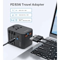 Miniatyrbild 8 av 11: Choetech Reseladdare 30W USB-C USB-A US EU UK Svart