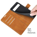Miniatyrbild 5 av 7: Folio Flip Läder Plånboksfodral Google Pixel 6 - Brun Brun