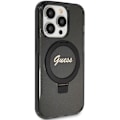 Miniatyrbild 4 av 8: Guess iPhone 15 Pro Mobilskal Magsafe Ringställ Script Glitter Svart