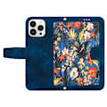 Miniatyrbild 5 av 11: iPhone 15 Pro Plånboksfodral Flower Pattern - Mörkblå