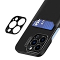 Miniatyrbild 2 av 7: iPhone 14 Pro Max Skal Korthållare Läder Kickstand - Svart Svart