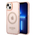 Miniatyrbild 1 av 8: GUESS iPhone 14 Skal MagSafe Gold Outline Translucent - Rosa