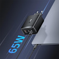 Miniatyrbild 6 av 11: Baseus GaN Väggladdare 2x USB-C Till USB-A 65W Cube Pro - Svart Svart