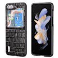 Miniatyrbild 1 av 5: ABEEL Galaxy Z Flip 5 Mobilskal Crocodile Texture - Svart Svart