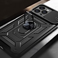 Miniatyrbild 7 av 11: iPhone 14 Plus Skal med Ringhållare Hybrid Armor Camshield - Svart Svart