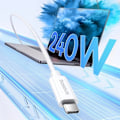 Miniatyrbild 6 av 11: Baseus USB-C till USB-C kabel 240W PD 8K 60Hz 1m - Vit