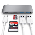 Miniatyrbild 4 av 5: Satechi USB-C Pass Through USB Hub – 3-i-1 hub - Grå grå