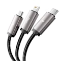 Miniatyrbild 5 av 8: Tech-Protect 3in1 USB-A Till Lightning/Type-C/Micro-USB Kabel 1m - Grå Grå
