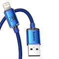 Pikkukuva 2 / 5: Baseus Crystal USB Type A till Lightning -kabel 1,2 m - Blå Blå