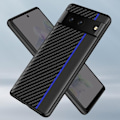 Miniatyrbild 7 av 8: Google Pixel 7 Skal Carbon Fiber PU-Läder - Svart/Röd Svart