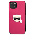 Miniatyrbild 4 av 8: Karl Lagerfeld Läder Ikonik Karl`s Head Metal Skal iPhone 13 mini - Rosa