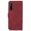 Miniatyrbild 3 av 8: KHAZNEH Sony Xperia 1 V Plånboksfodral Textured Flip - Röd