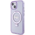 Miniatyrbild 2 av 8: Guess iPhone 15/14 Plus Mobilskal Magsafe Ringställ Script Glitter - Lila